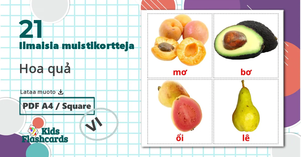 21 Hoa quả lasten kuvakortit