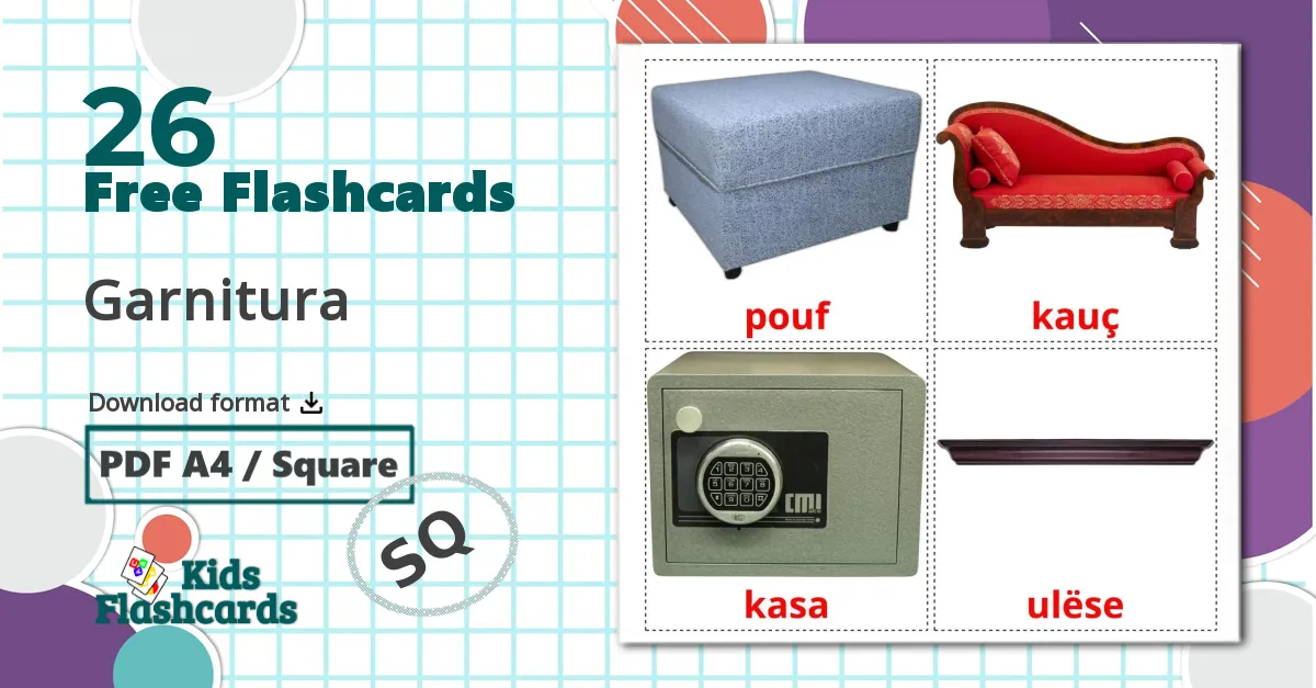 Furniture - albanian vocabulary cards