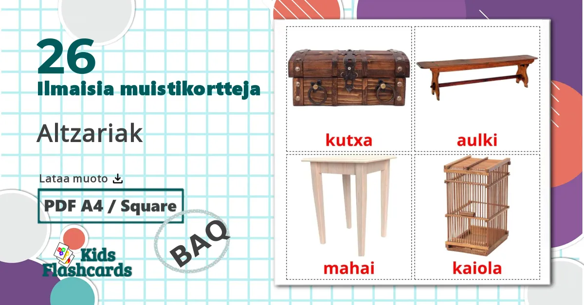 26 Altzariak lasten kuvakortit