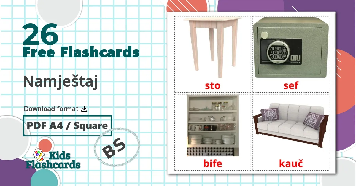 26 Furniture flashcards