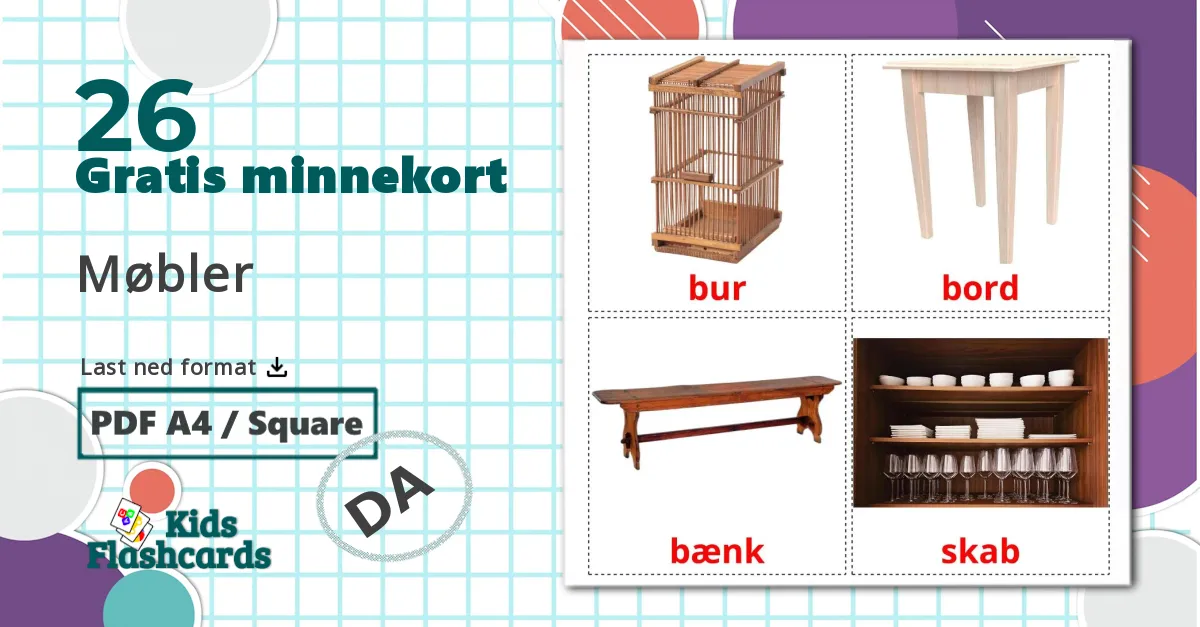 26 Møbler bildekort