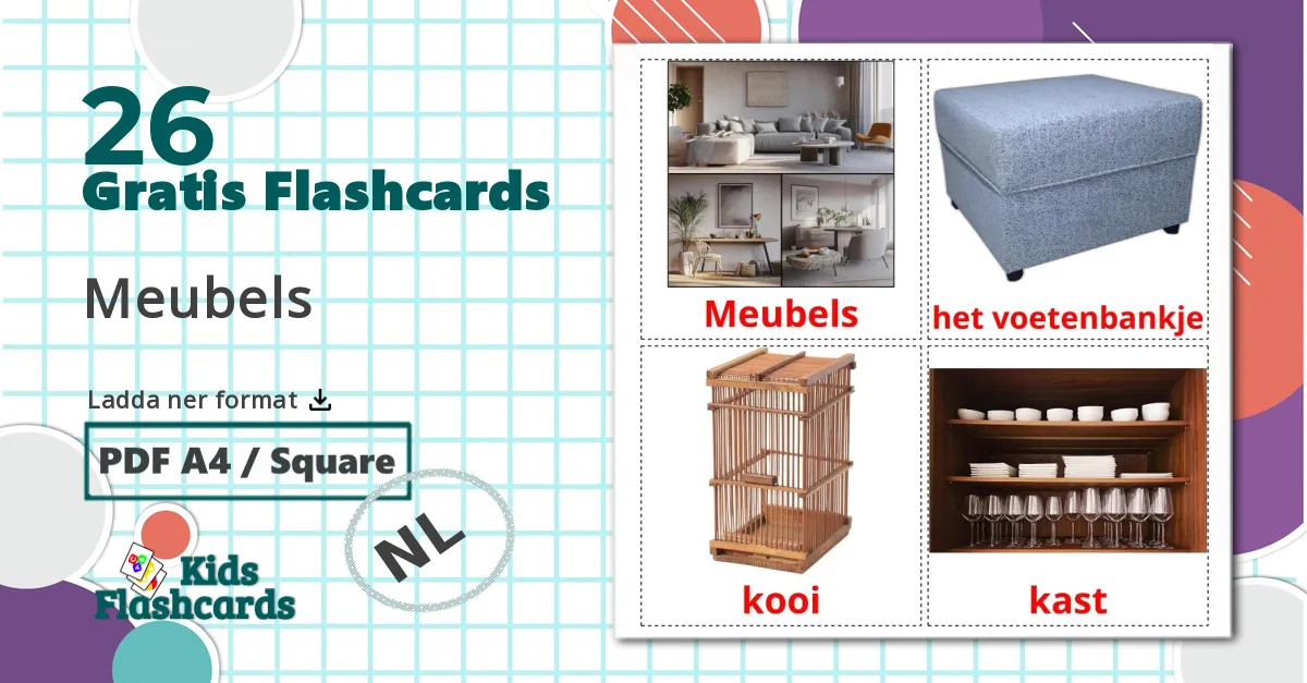 26 Meubels bildkort för barn