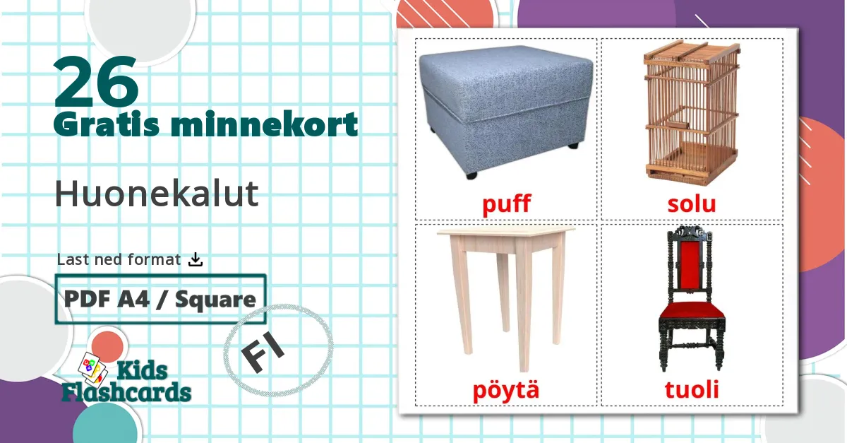 26 Huonekalut bildekort