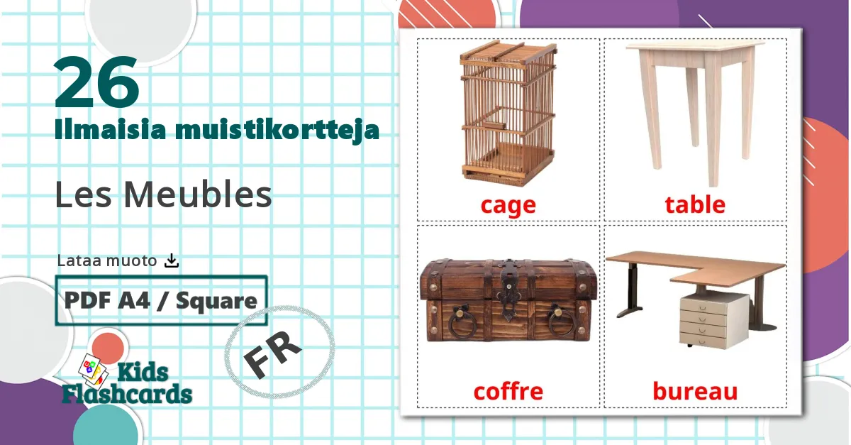 26 Les Meubles  lasten kuvakortit