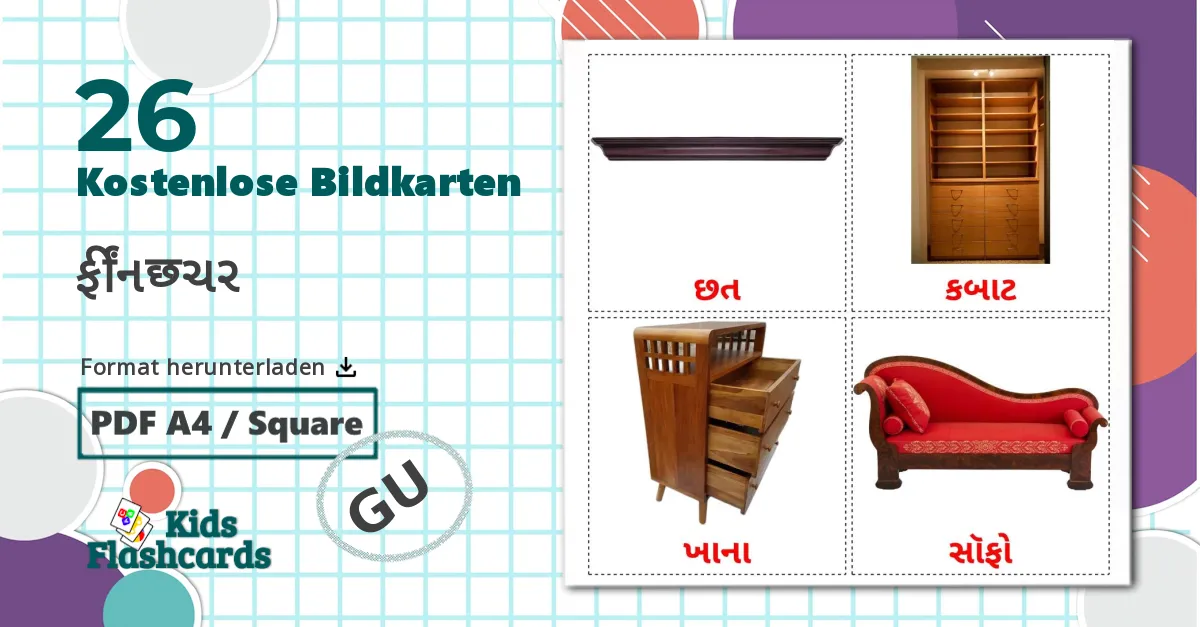 26 Bildkarten für Möbel