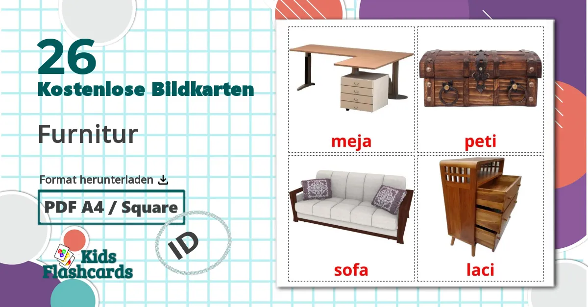 26 Bildkarten für Furnitur