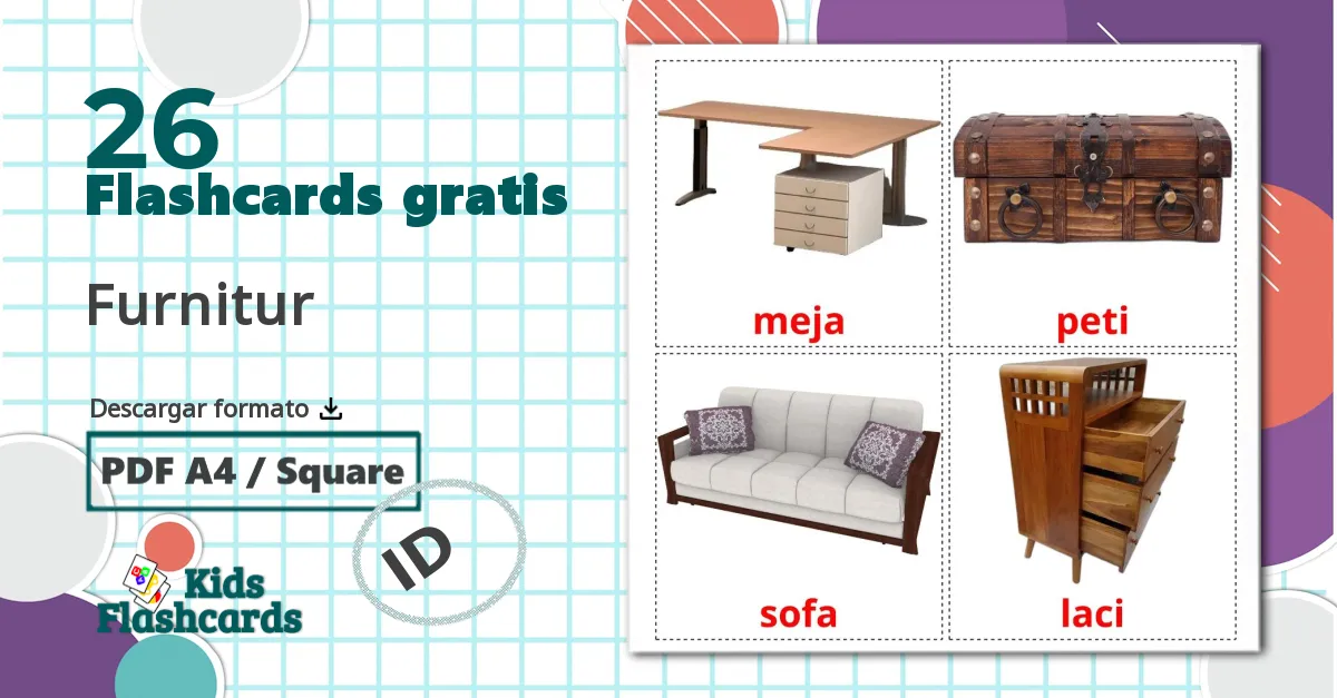 26 tarjetas didacticas de Furnitur