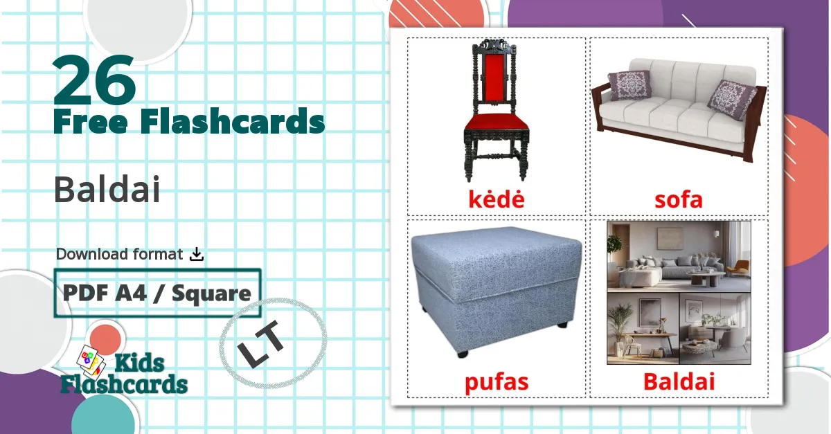 26 Furniture flashcards