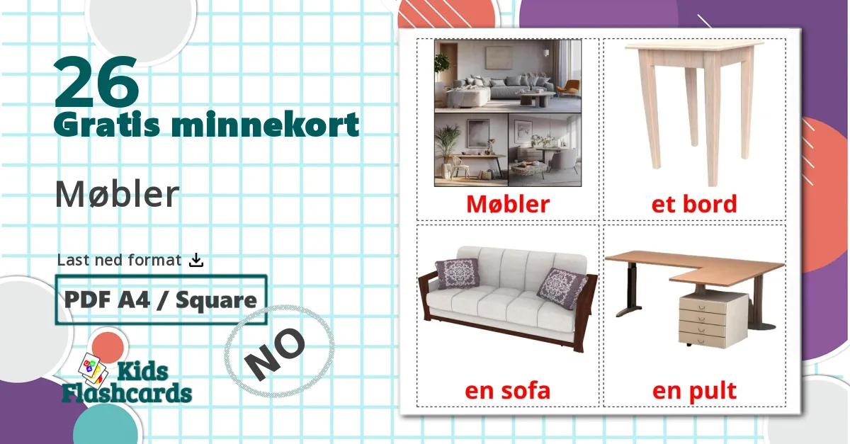 26 Møbler bildekort