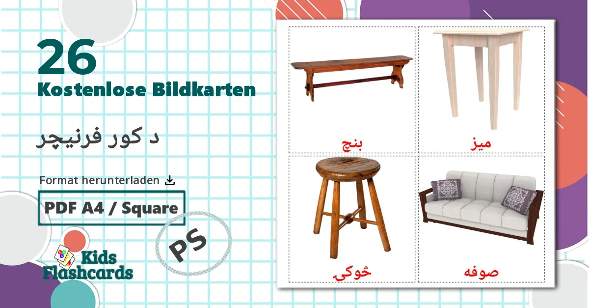 26 Bildkarten für Möbel