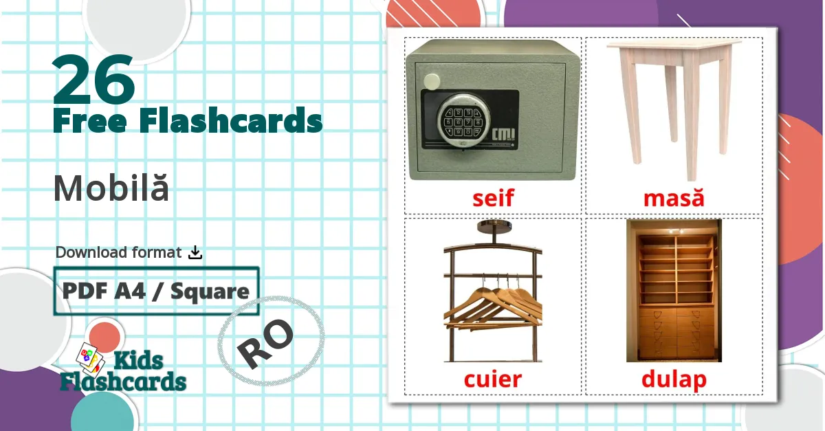 26 Furniture flashcards