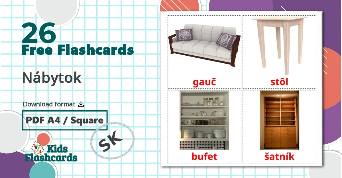 26 Furniture flashcards