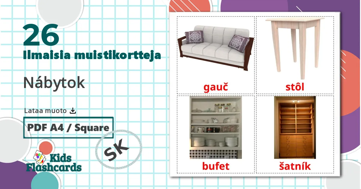 26 Nábytok lasten kuvakortit