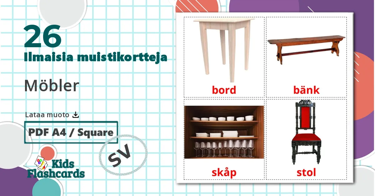 26 Möbler lasten kuvakortit