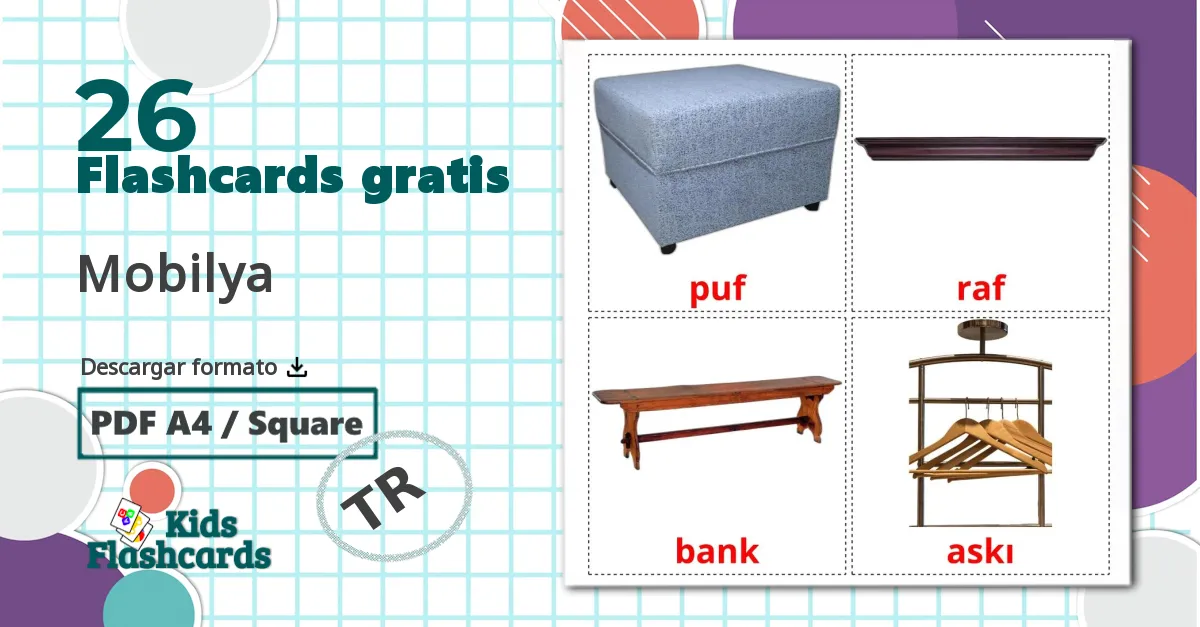 26 tarjetas didacticas de Muebles