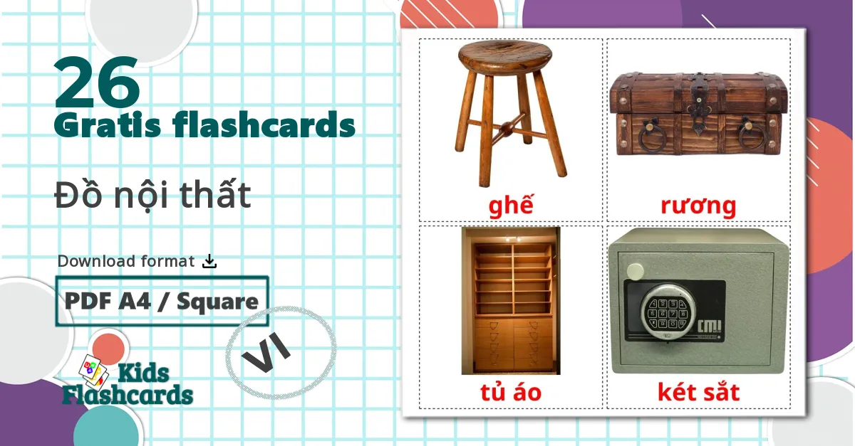 26 Đồ nội thất billedkort for børn