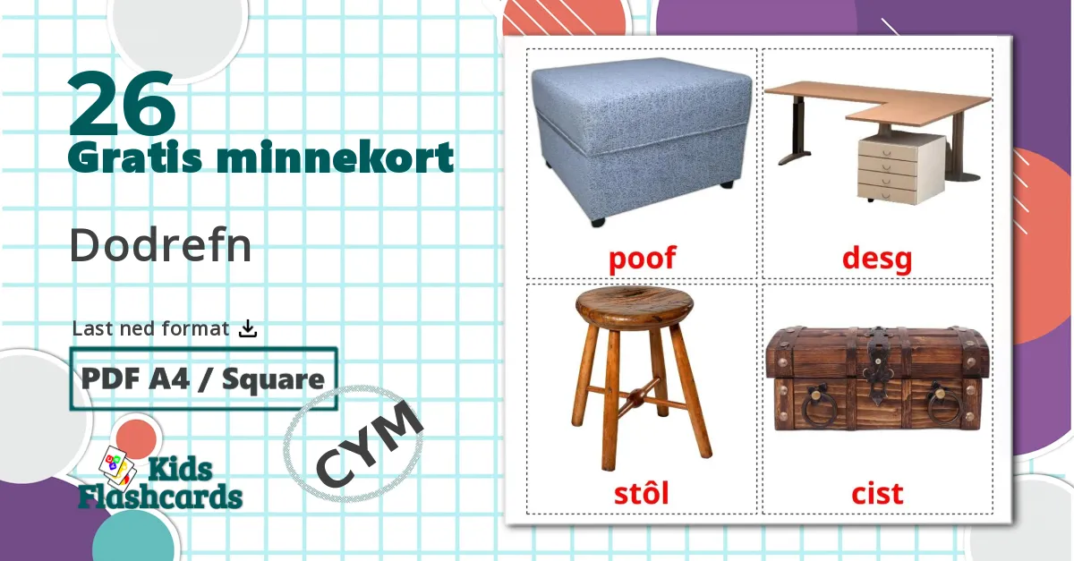 26 Dodrefn bildekort