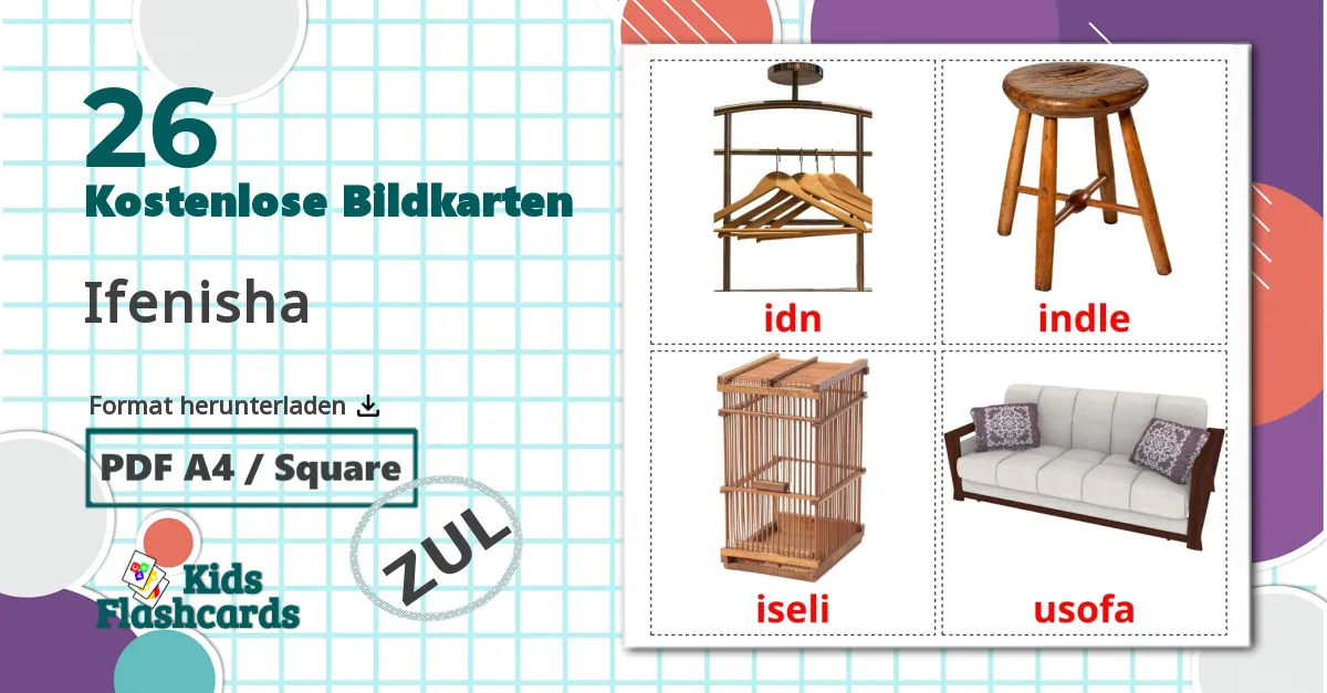 26 Bildkarten für Möbel