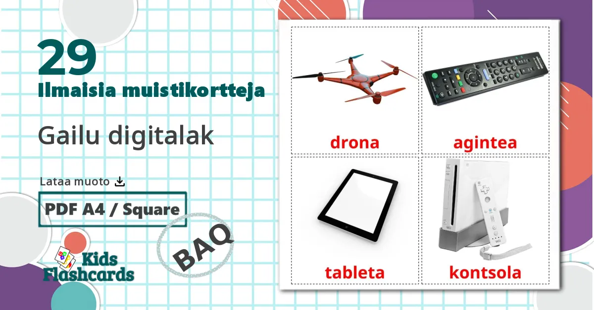 29 Tavarat lasten kuvakortit