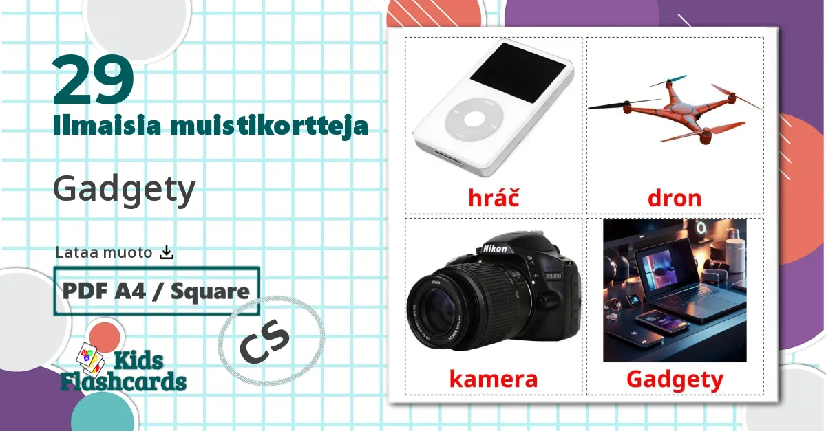 29 Gadgety lasten kuvakortit
