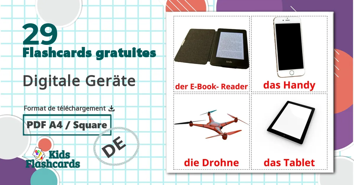 Appareil numérique - cartes de vocabulaire allemand