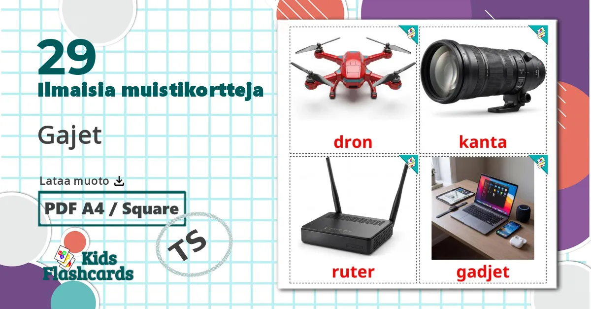 29 Gajet lasten kuvakortit