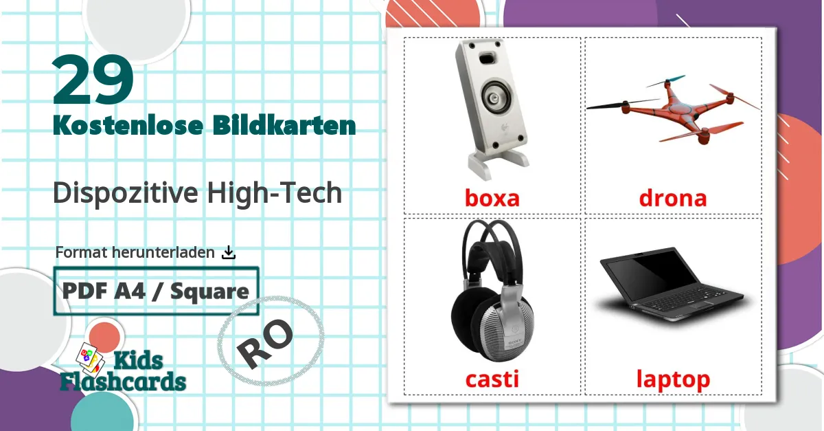 29 Bildkarten für Dispozitive High-Tech