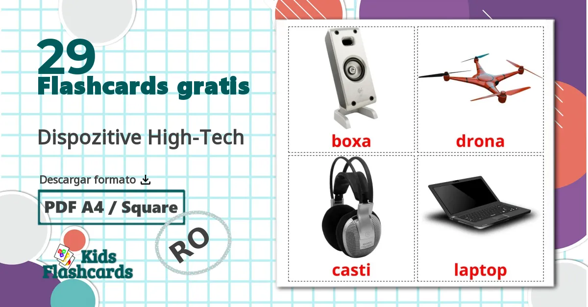 29 tarjetas didacticas de Dispozitive High-Tech