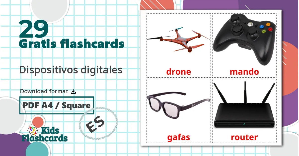 29 Dispositivos digitales billedkort for børn