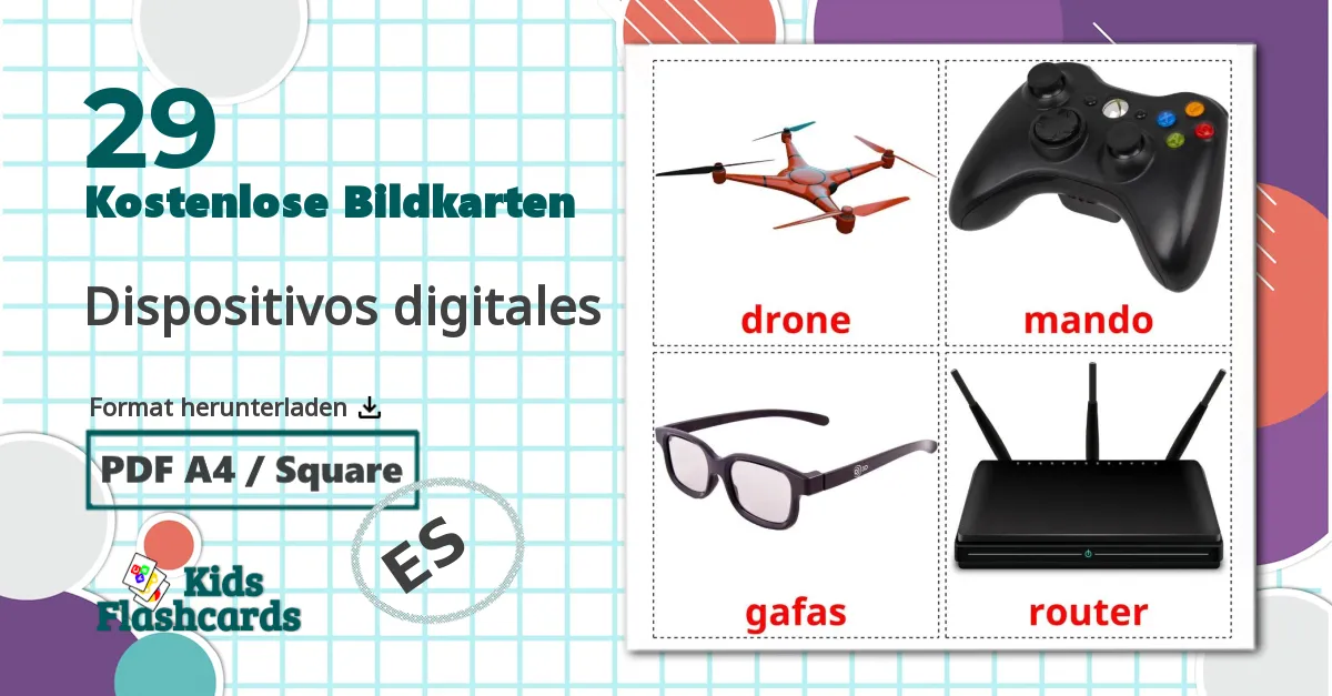 29 Bildkarten für Dispositivos digitales