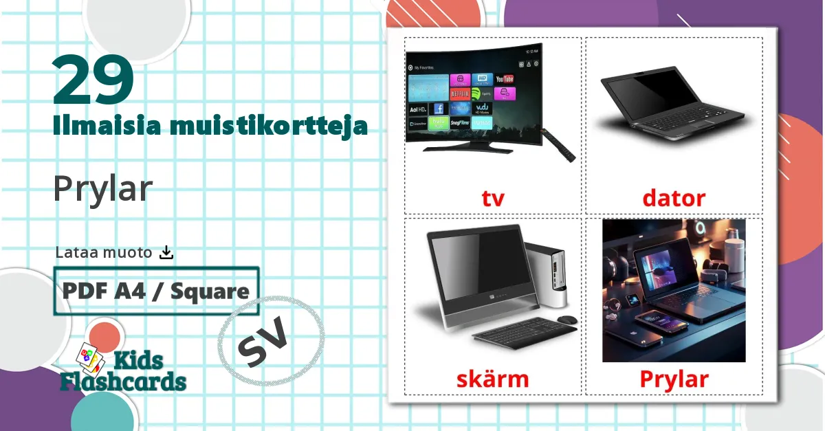 29 Prylar lasten kuvakortit