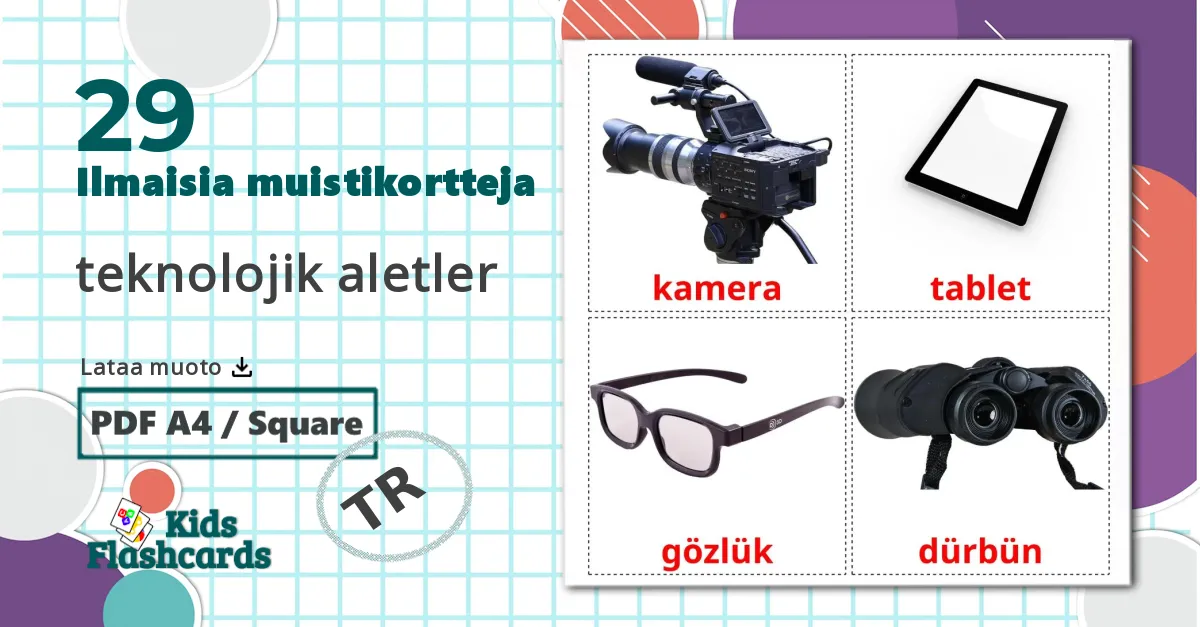 29 teknolojik aletler lasten kuvakortit