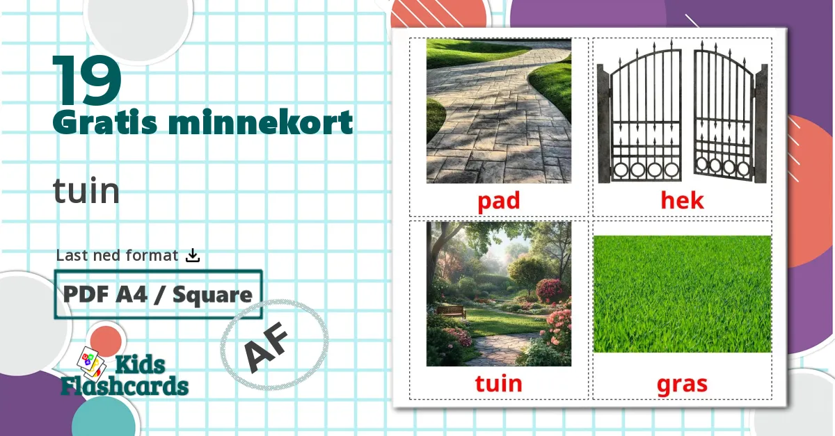 Hage - Ordforrådskort for afrikaans