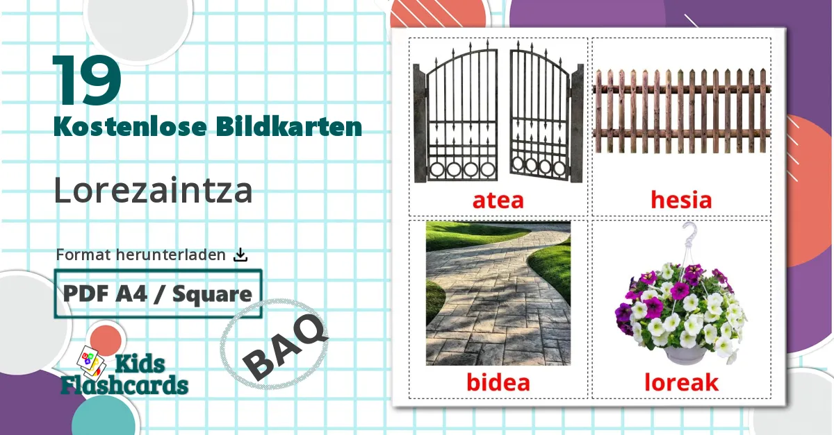 19 Bildkarten für Garten