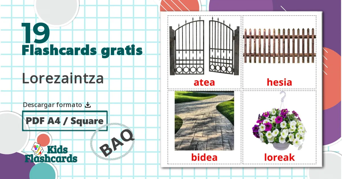 19 tarjetas didacticas de Jardinería