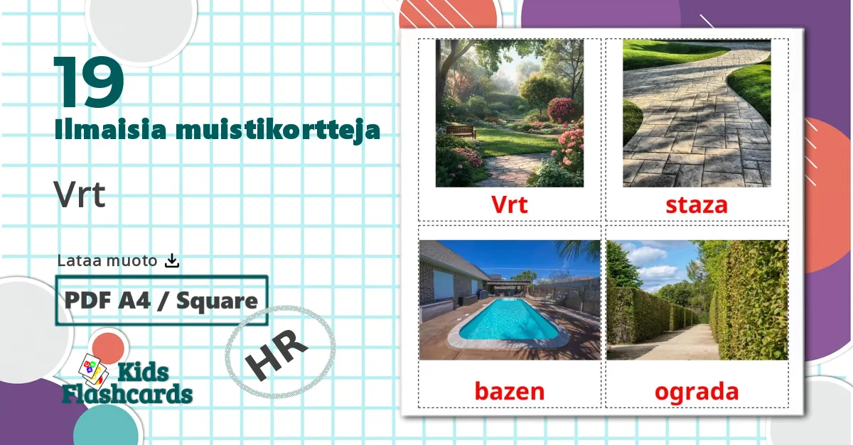 19 Vrt lasten kuvakortit