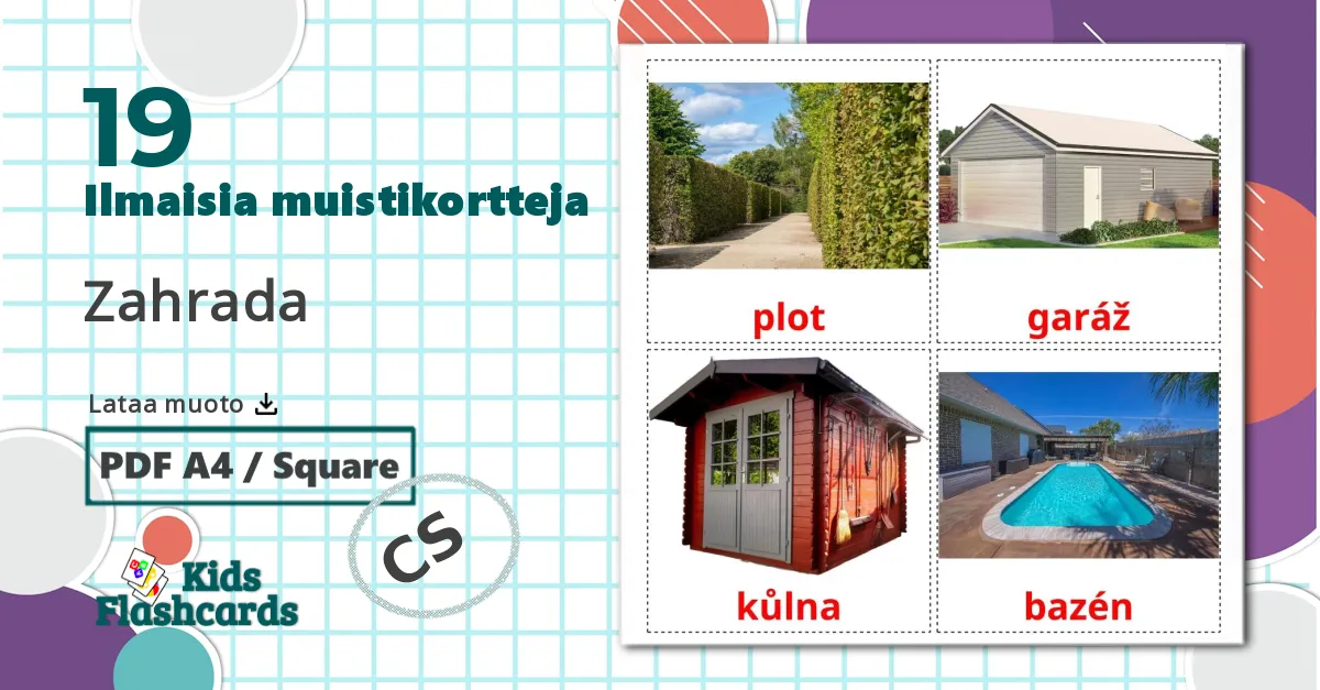 19 Zahrada lasten kuvakortit