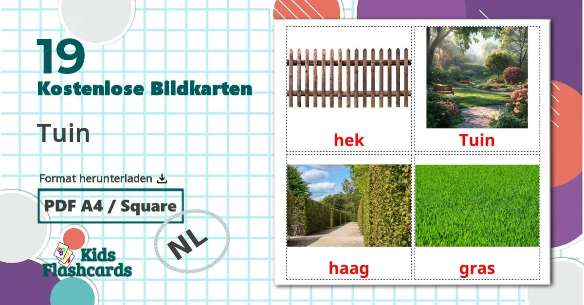 19 Bildkarten für Tuin