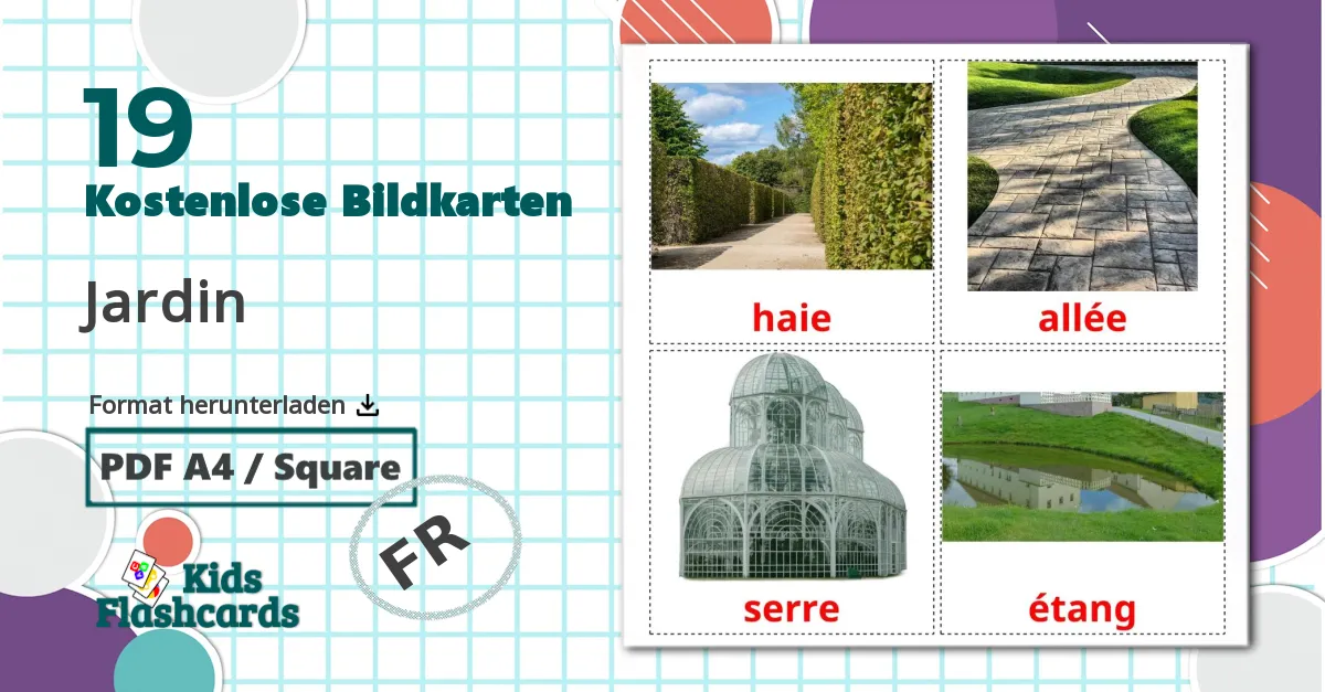 19 Bildkarten für Garten