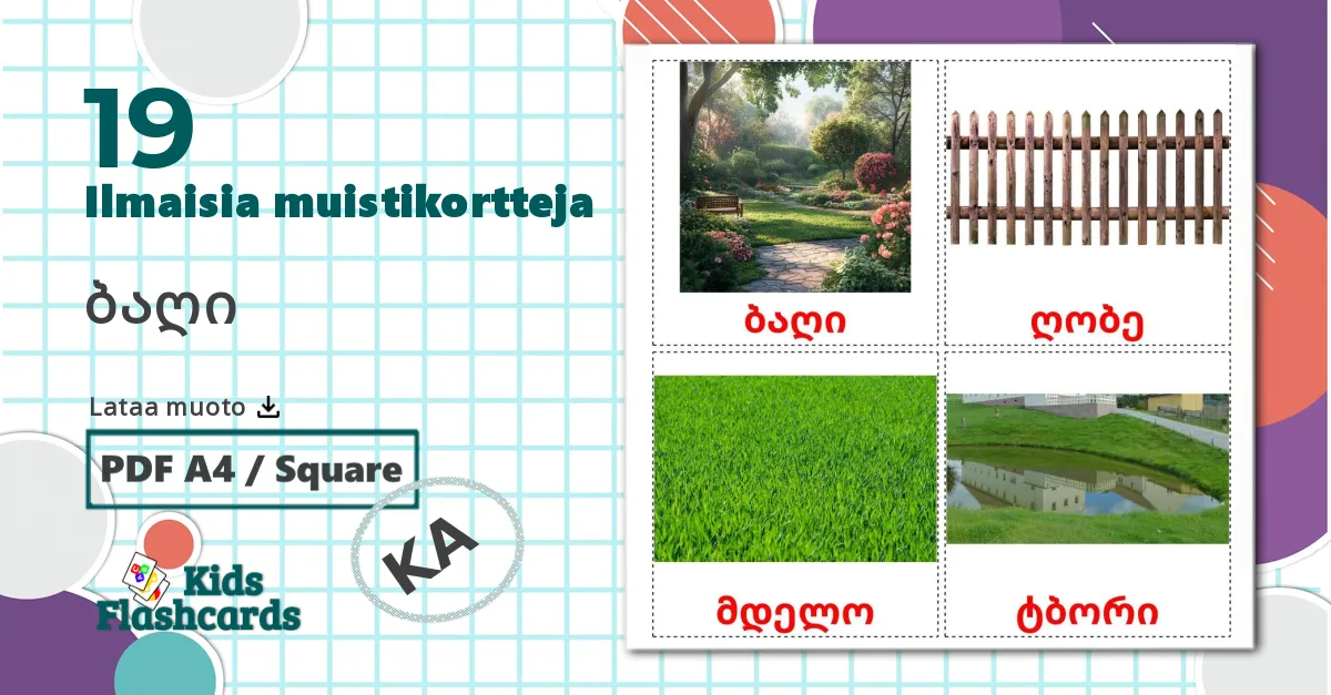 19 ბაღი lasten kuvakortit