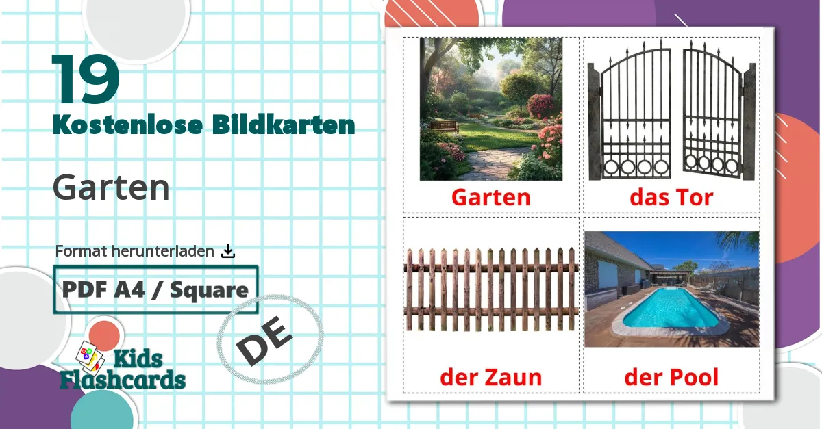 19 Bildkarten für Garten