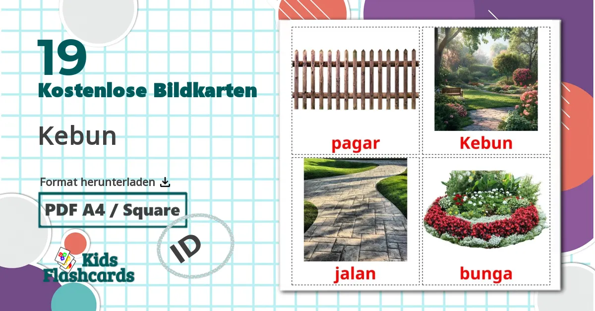 19 Bildkarten für Garten