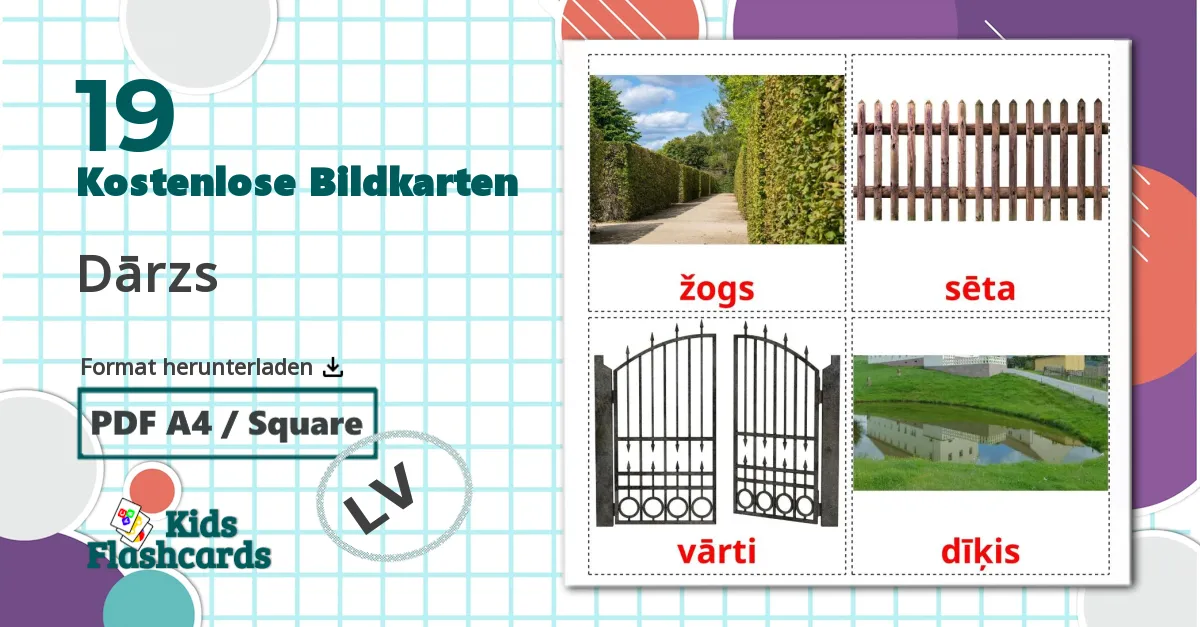 19 Bildkarten für Dārzs