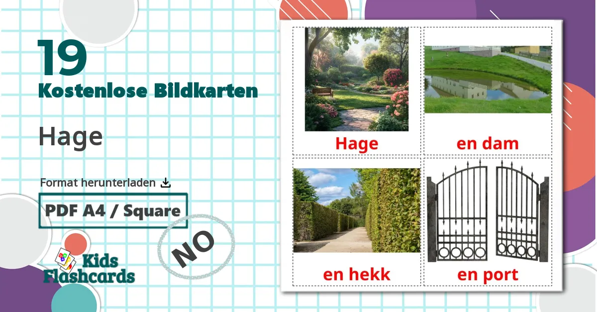 19 Bildkarten für Hage