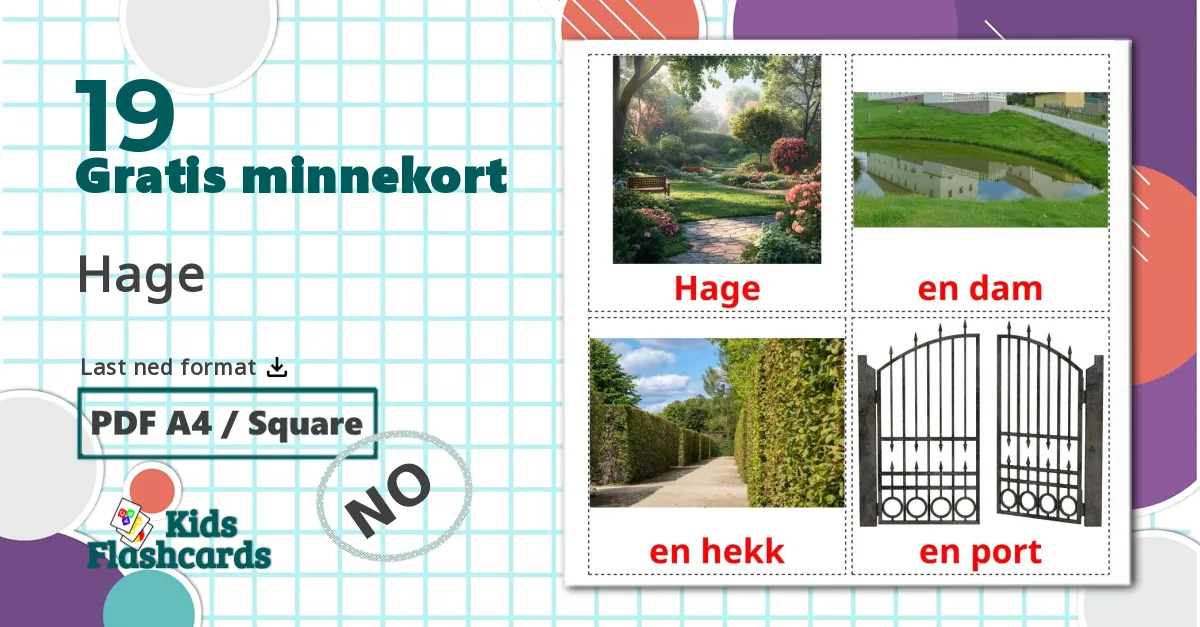 19 Hage bildekort
