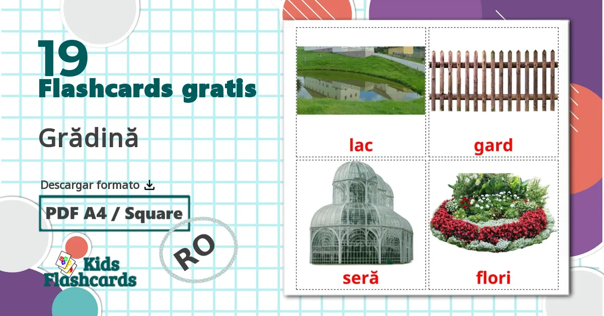 19 tarjetas didacticas de Grădină