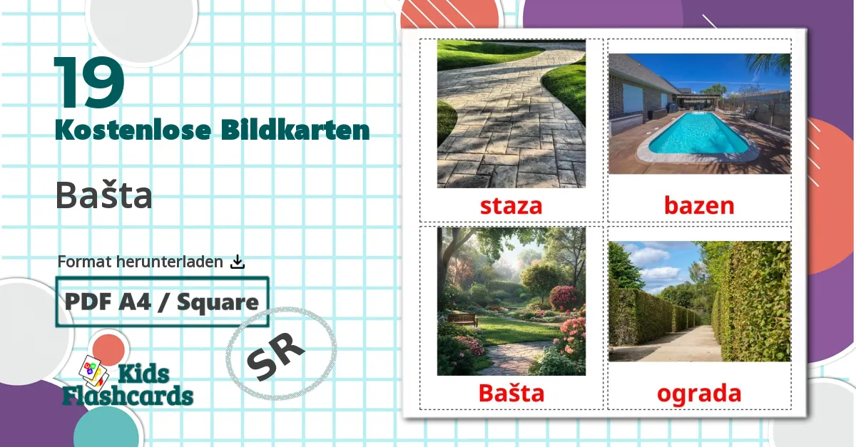 19 Bildkarten für Bašta