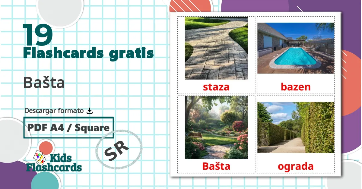 19 tarjetas didacticas de Jardinería