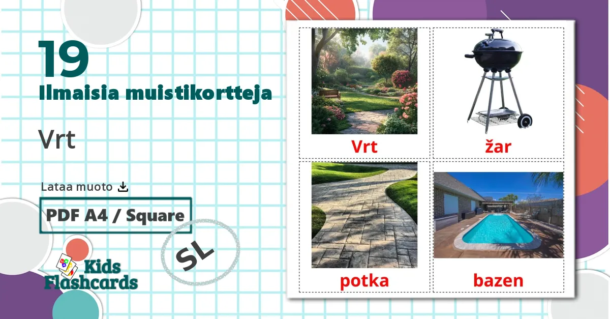 19 Vrt lasten kuvakortit