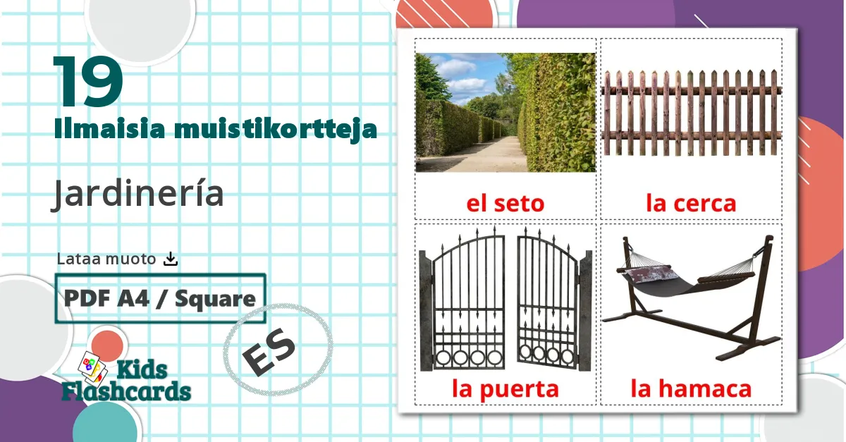 19 Jardinería lasten kuvakortit